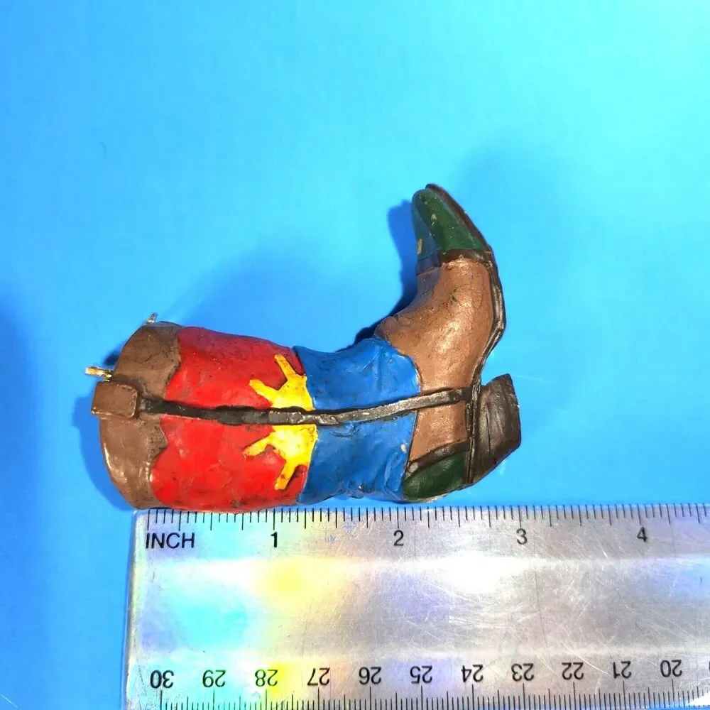 Christmas Country Western Ornaments Lot X 3 Boots Horseshoe Hanging